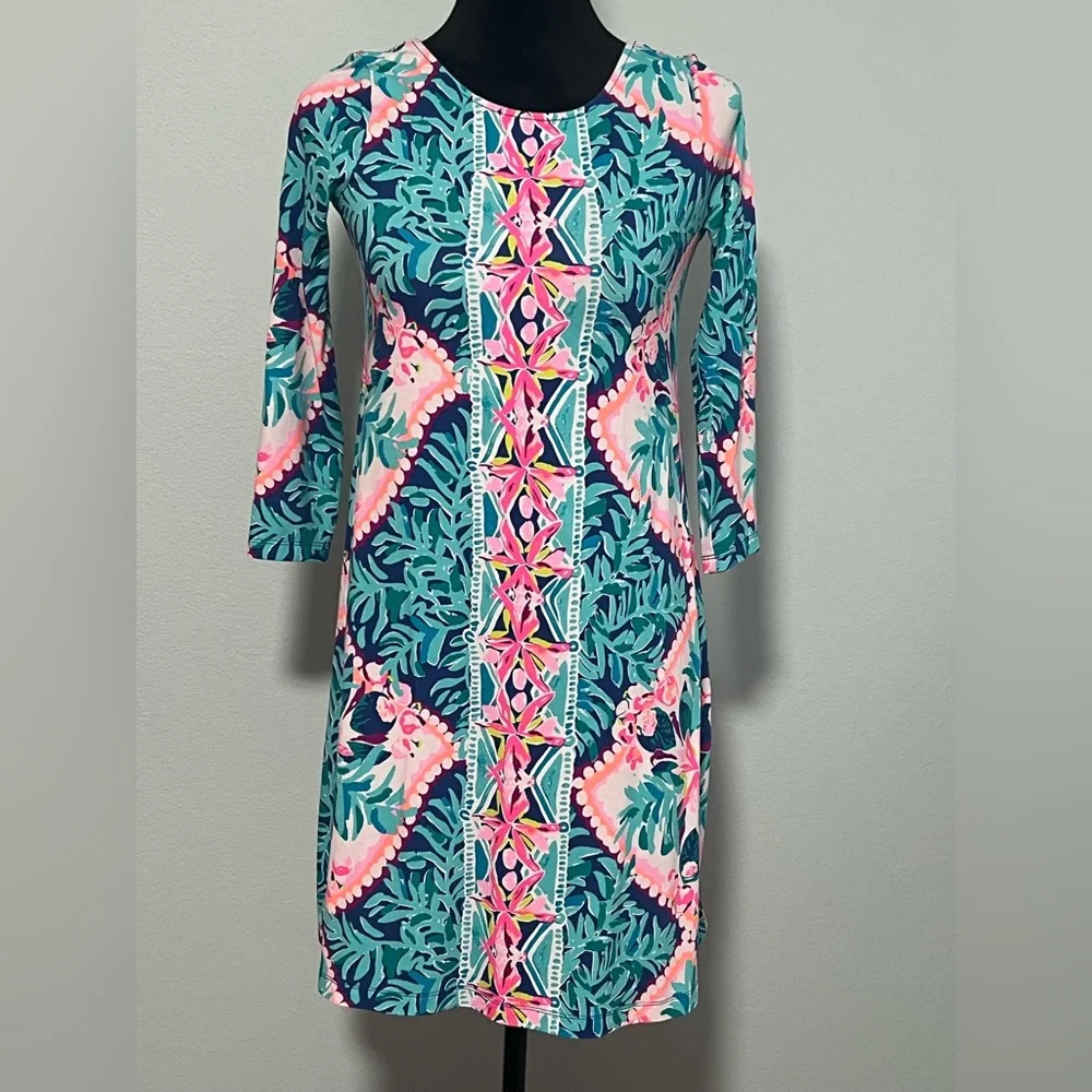 LILLY PULITZER 3/4 Sleeve Floral Print Dress - XS - Picture 1 of 5